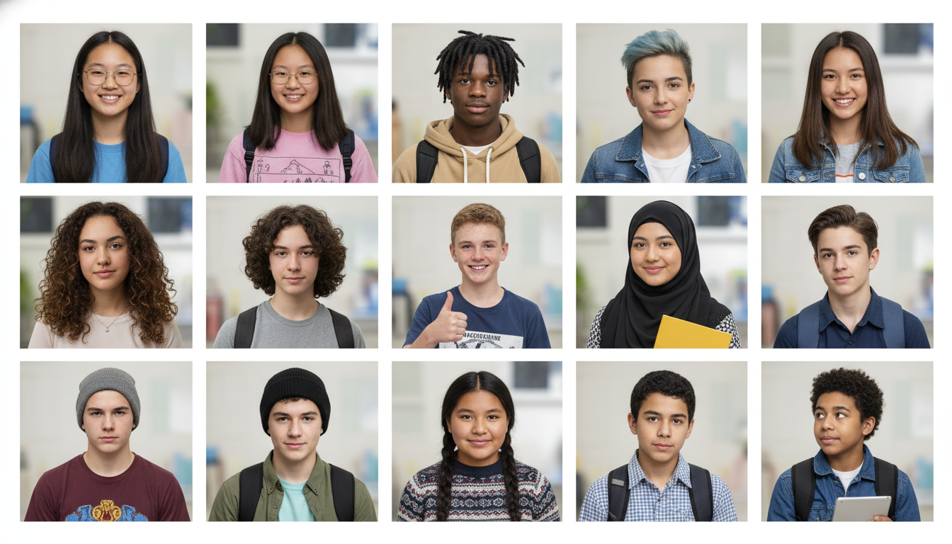 diverse teenagers portrait