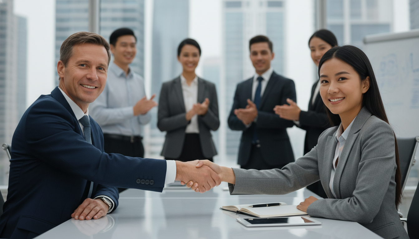people shaking hands business