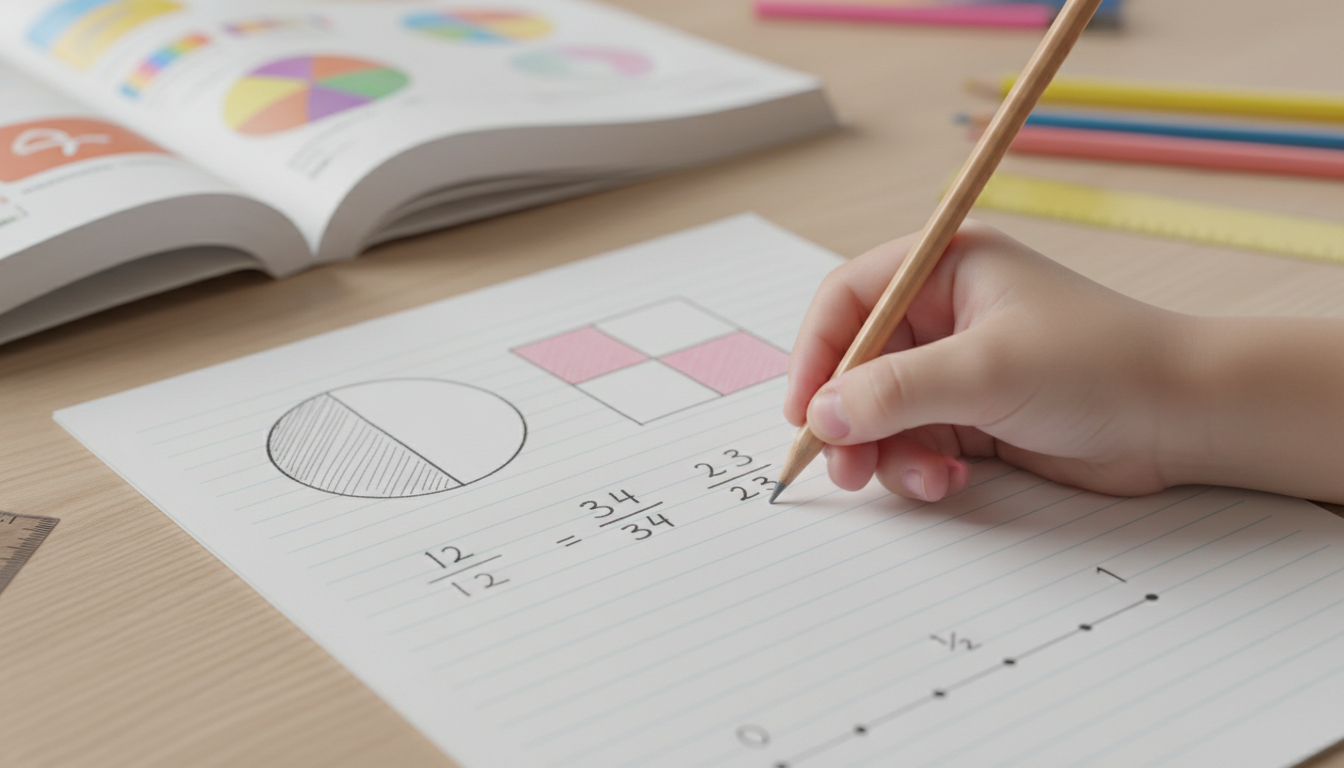 hand writing fraction