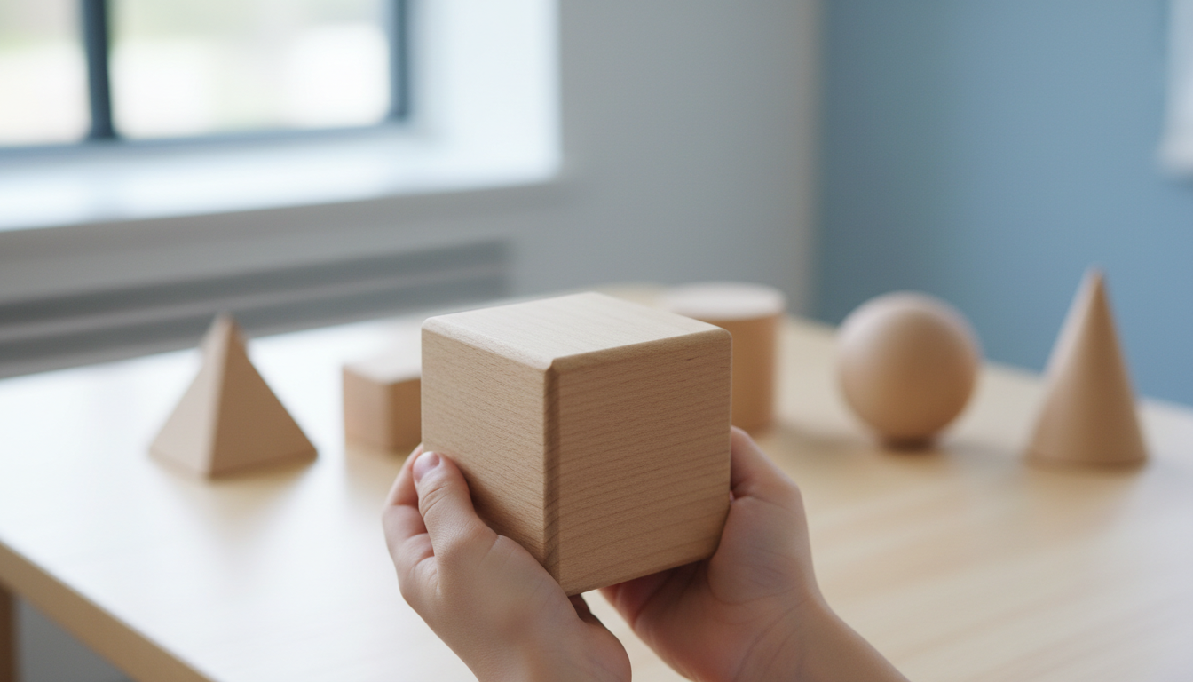 holding wooden cube