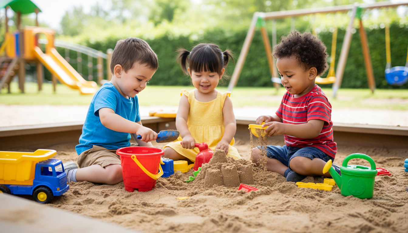 toddlers playing sandbox