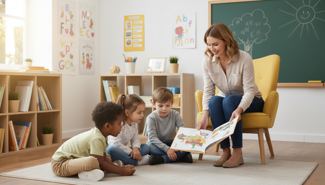 teacher reading book