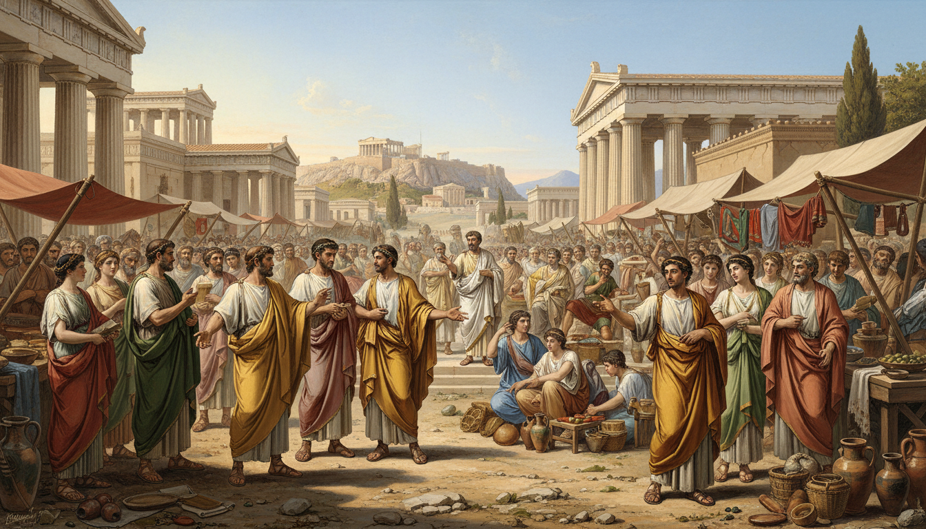 ancient greek agora gathering