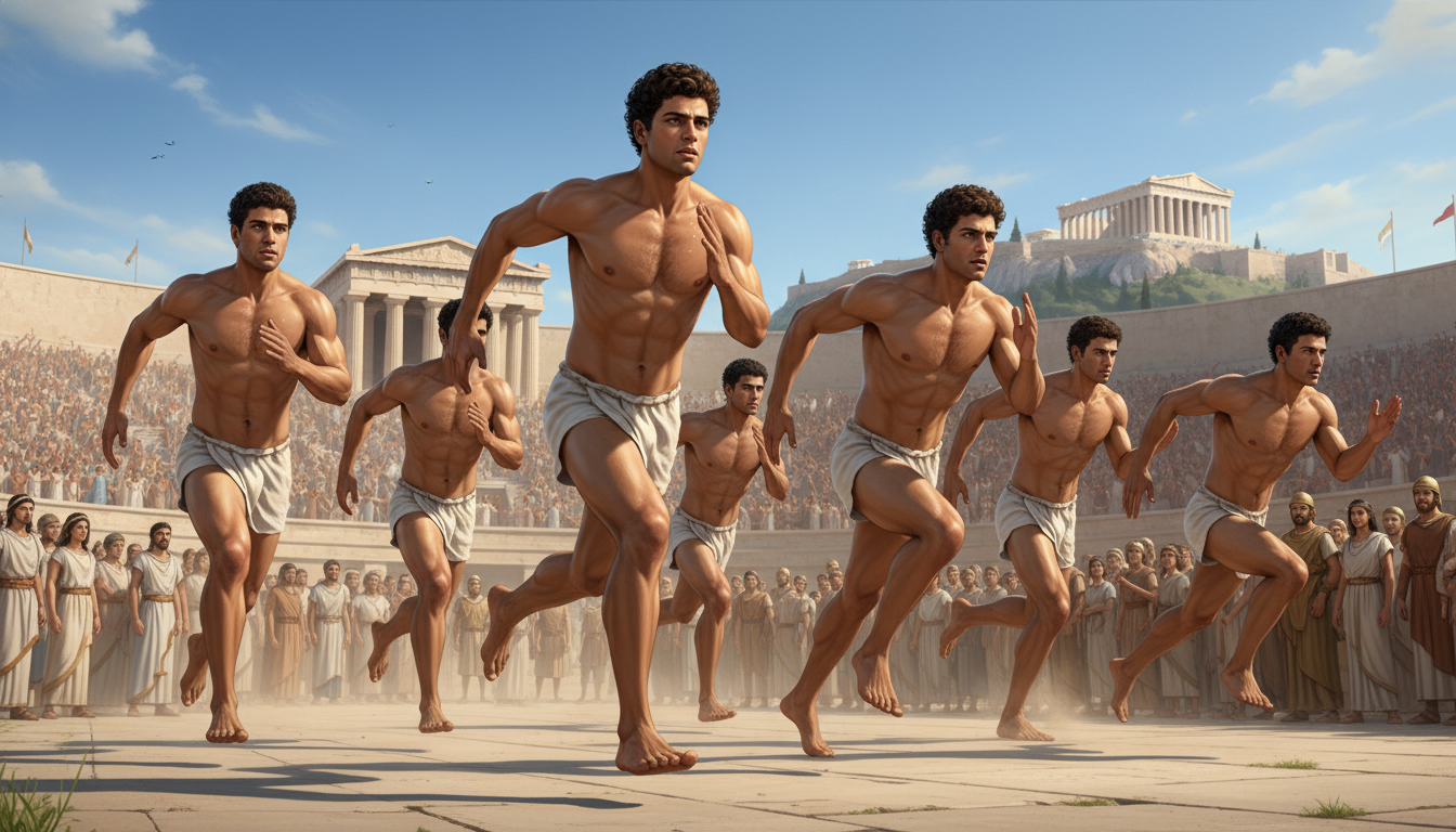 ancient greek athletes running